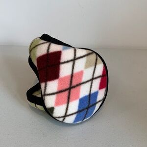 Lands' End Kids Girls Behind the Head Fleece Argyle Earmuffs Ear Warmers
